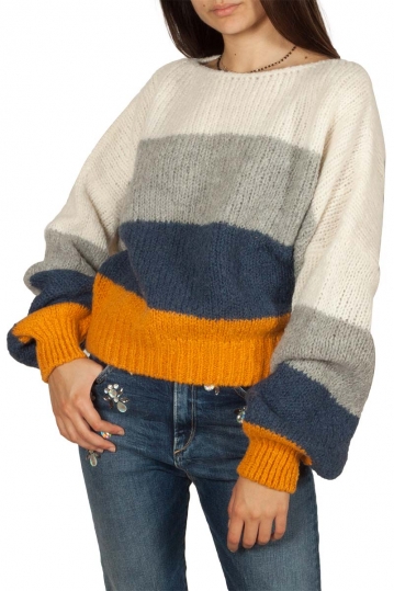 Thinking Mu cropped sweater multi stripe