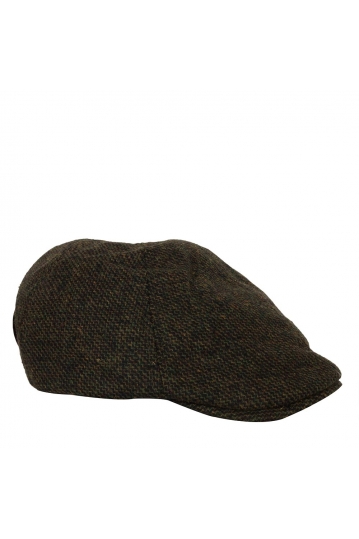 Wool flat cap in tweed olive