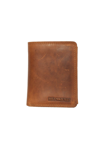 Hill Burry men's leather vertical wallet RFID brown