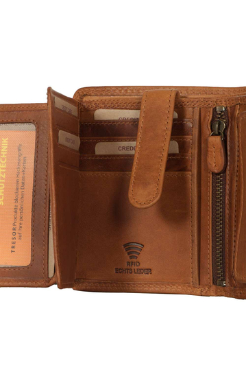 Hill Burry men's leather vertical wallet RFID brown