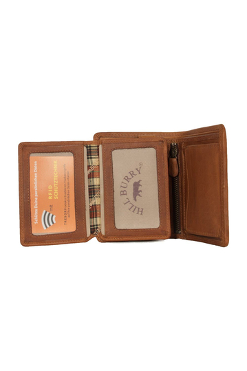 Hill Burry men's leather vertical wallet RFID brown