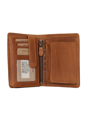 Hill Burry men's leather vertical wallet RFID brown
