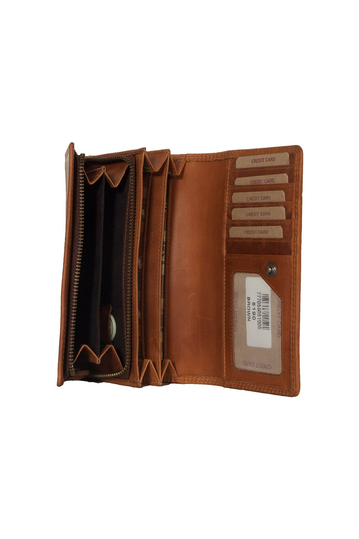 Hill Burry RFID leather clutch wallet brown