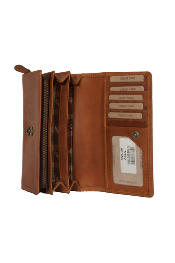 Hill Burry RFID leather clutch wallet brown