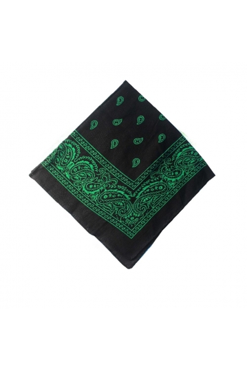 Black bandana with green vintage print