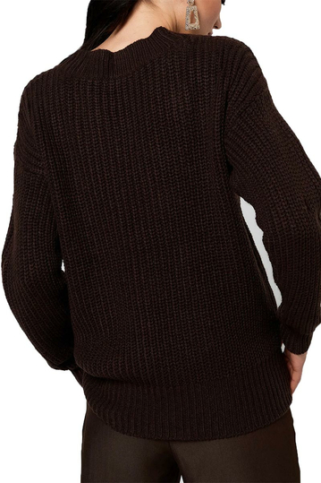 Rut & Circle Melody V-neck knit dark brown