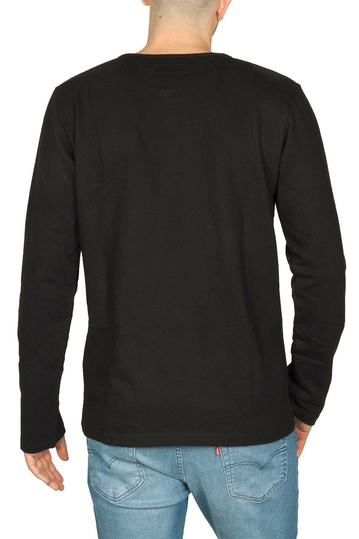 Bigbong μακρυμάνικη Henley μπλούζα μαύρη