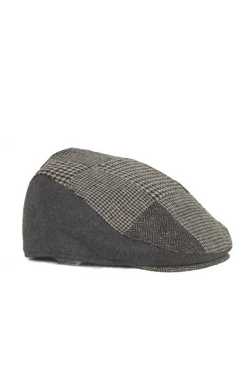 Patchwork wool flat cap grey