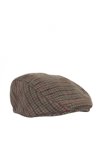 Wool flat cap tweed brown/bordeaux