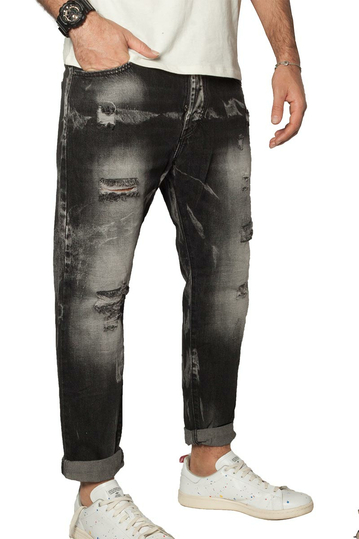 Men's slim fit destroyed jeans