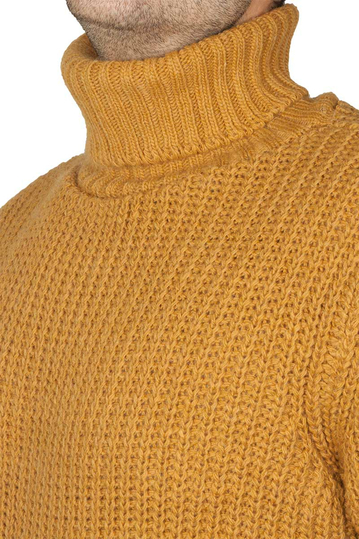 Ανδρικό πουλόβερ ζιβάγκο μουσταρδί