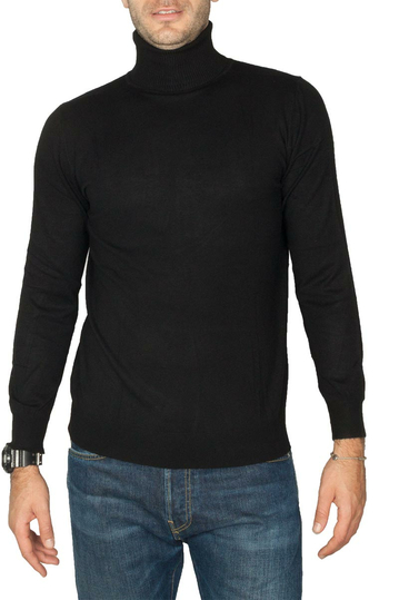 Men's roll neck sweater black