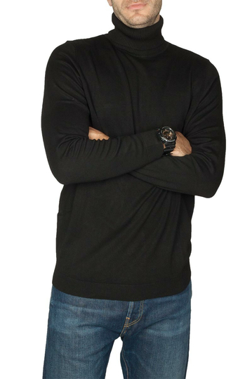 Men's roll neck sweater black