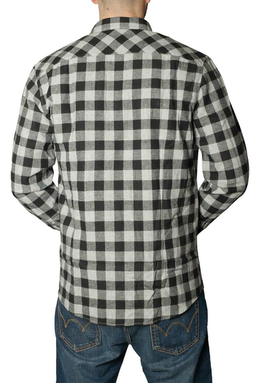 Ανδρικό πουκάμισο φανέλα καρό μαύρο/γκρι