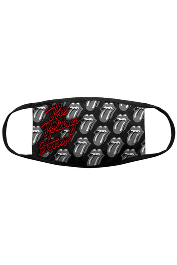 The Rolling Stones black & white Tongues face mask