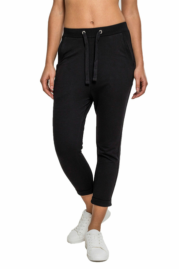 Urban Classics terry turn up pants black