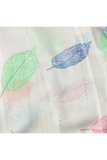 Φουλάρι ανοιχτό γκρι με πολύχρωμα φύλλα και παγιέτες