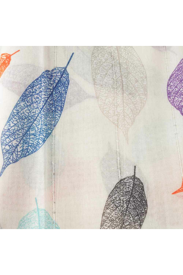 Φουλάρι λευκό με πολύχρωμα φύλλα και παγιέτες