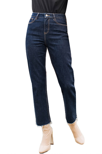 Cindy.H crop jeans raw blue