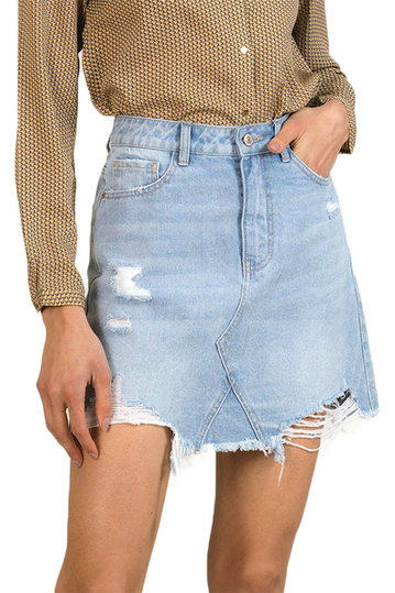 Cindy.H destroyed short skirt denim blue