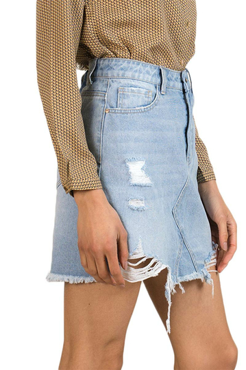 Cindy.H destroyed short skirt denim blue