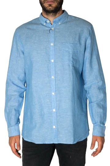 Gnious linen blend men's shirt Linus rivera blue