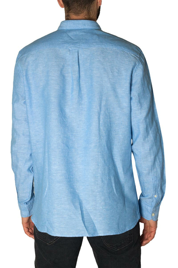 Gnious linen blend ανδρικό πουκάμισο Linus rivera blue