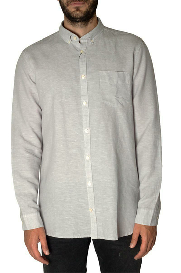 Gnious linen blend men's shirt Linus light grey