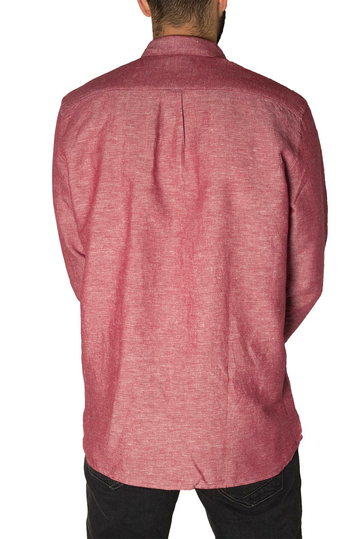 Gnious linen blend ανδρικό πουκάμισο Linus κόκκινο