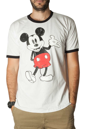 Mickey Mouse distressed ringer t-shirt white