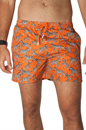 Swim trunk orange with zebra print