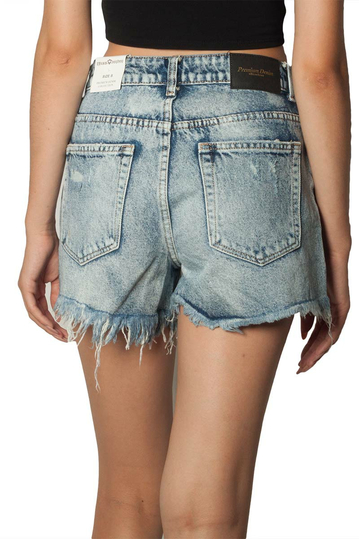 Distressed denim shorts faded blue