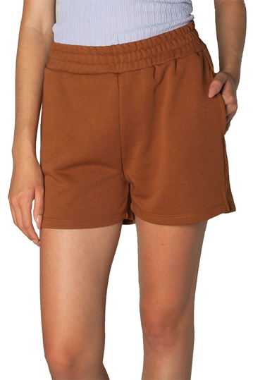 French terry women's shorts brown