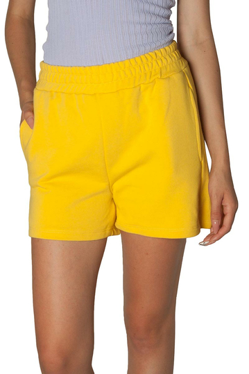 French terry women's shorts yellow