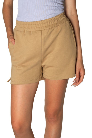 French terry women's shorts beige