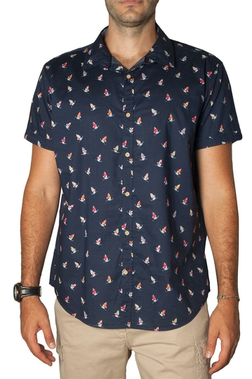 Losan poplin shirt navy with surf print