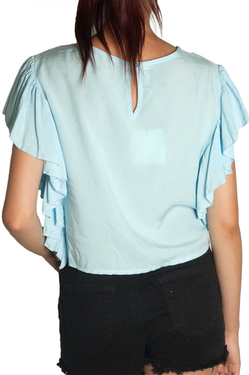 Lumina top γαλάζιο με βολάν