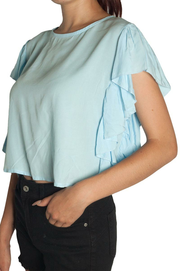 Lumina top γαλάζιο με βολάν