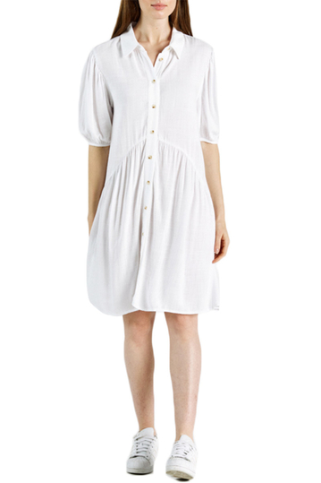 Shirt dress with 3/4 sleeves cream