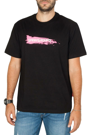 Sprayground pink paint shark t-shirt black