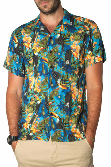 Tropical print hawaiian shirt