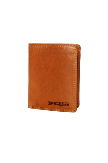 Hill Burry RFID vertical leather wallet brown