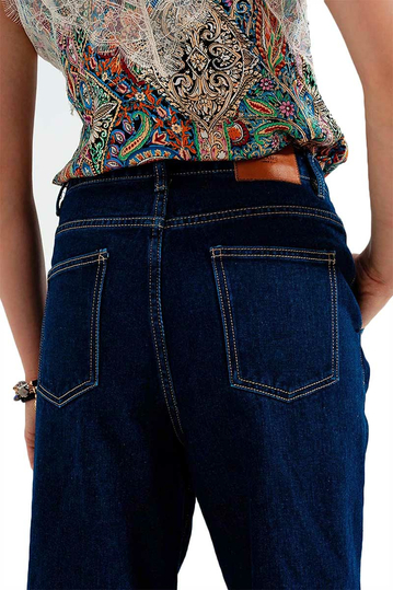 Q2 relaxed fit pleat front jeans dark blue