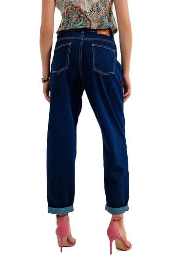 Q2 relaxed fit pleat front jeans dark blue