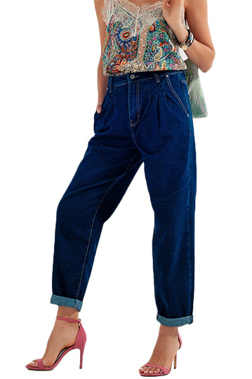 Q2 relaxed fit pleat front jeans dark blue