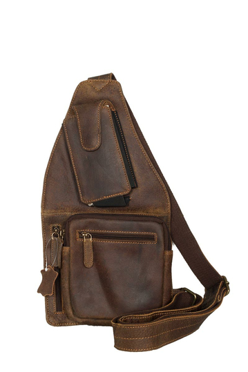 Black Buck cross body leather bag - oil brown