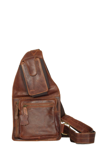 Black Buck cross body leather bag - brown