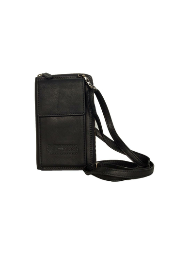 Hill Burry cross body leather wallet black - RFID