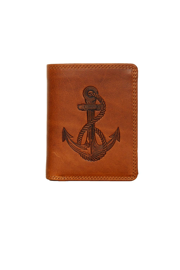 Hill Burry leather vertical wallet with anchor embossed - RFID