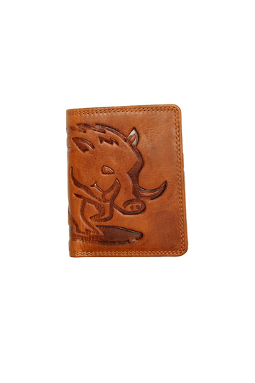 Hill Burry leather vertical wallet with bull embossed - RFID